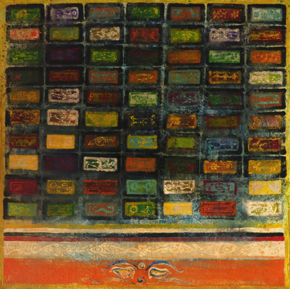 49 Shaman Rug (100x100) Acryl op doek